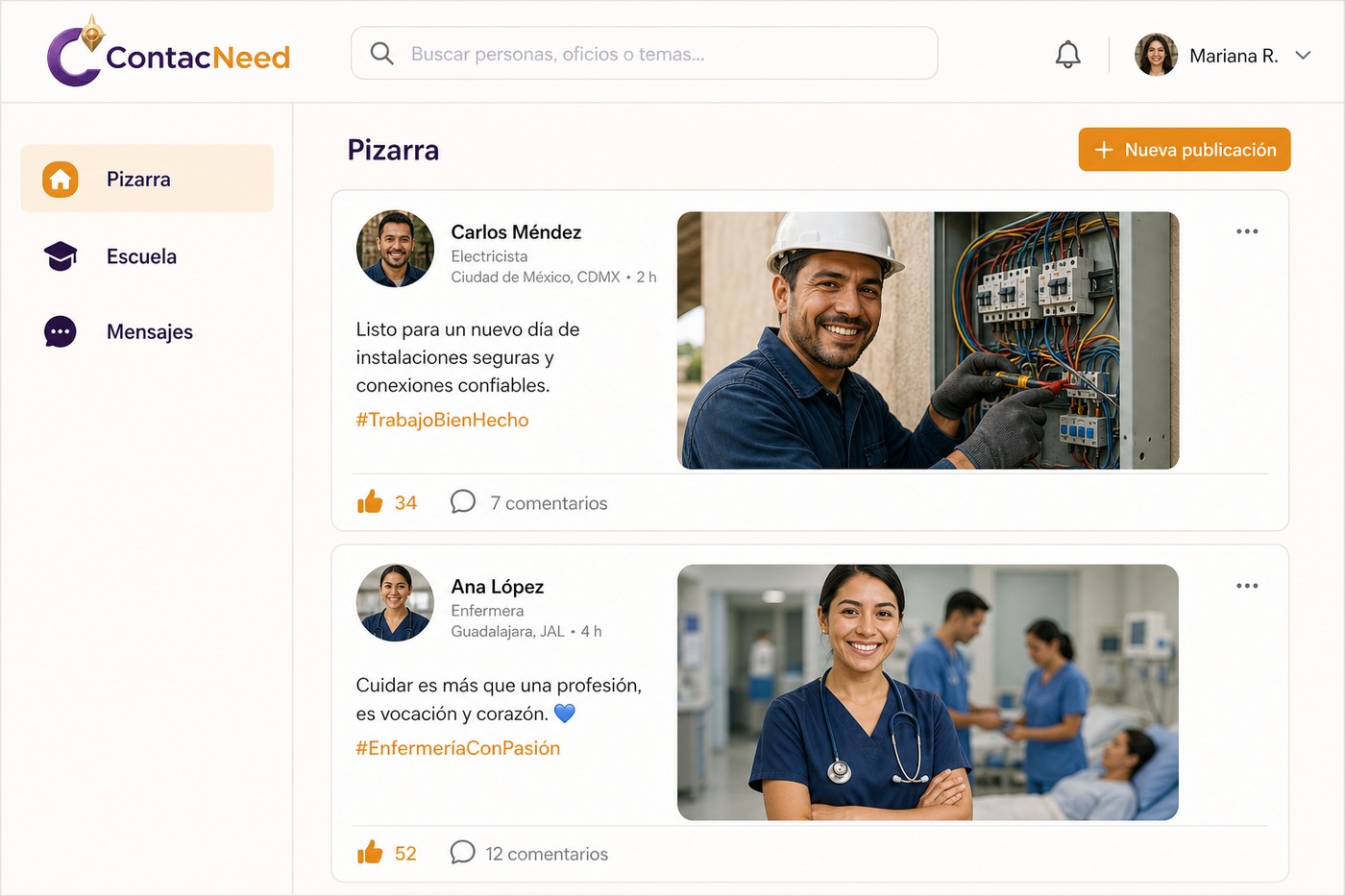 Captura de la Pizarra ContacNeed